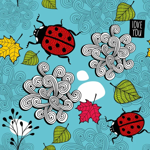 Seamless pattern with ladybugs — Wektor stockowy