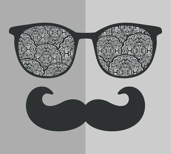 Hombre en gafas de sol y con bigote — Vector de stock