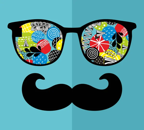 Abstract face of man in glasses. — Stock Vector