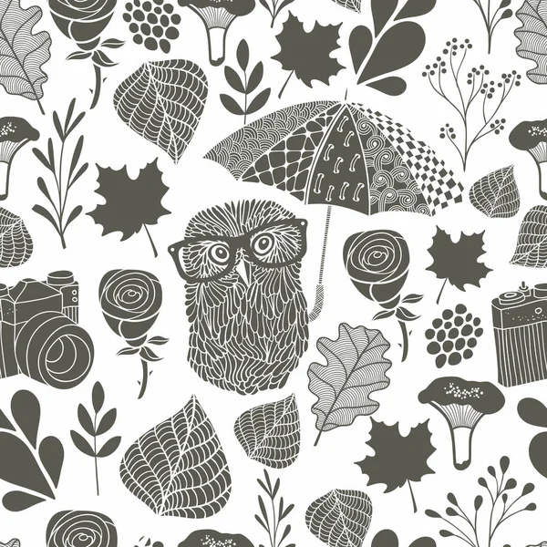  baykuş şemsiyesi altında desenle.