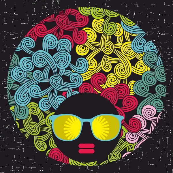 Afro fille en lunettes de soleil — Image vectorielle