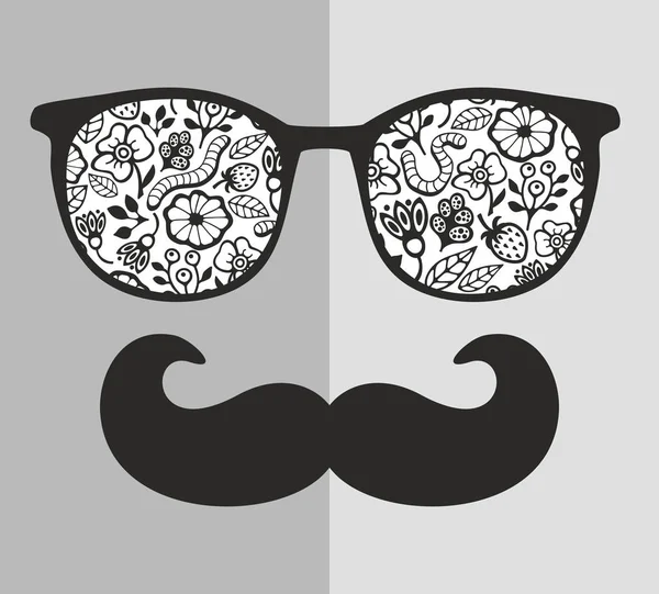 Homem em óculos de sol e com bigode — Vetor de Stock