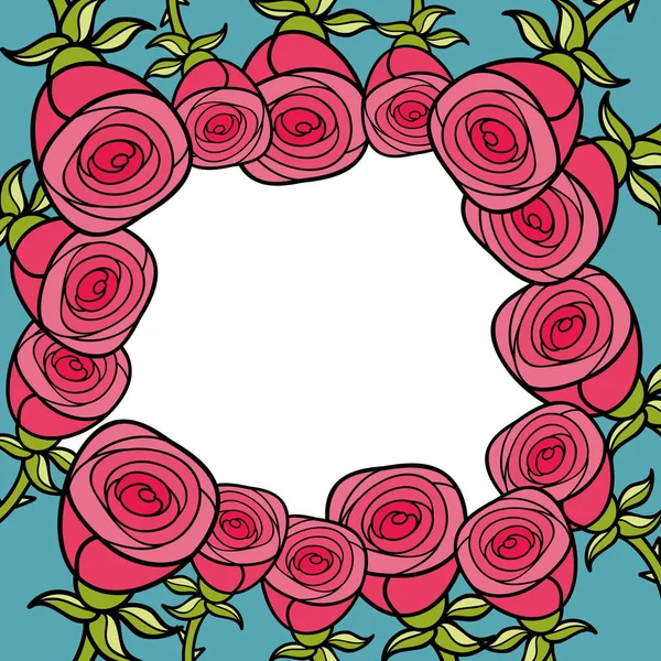 Frame of pink roses. — Stock Vector