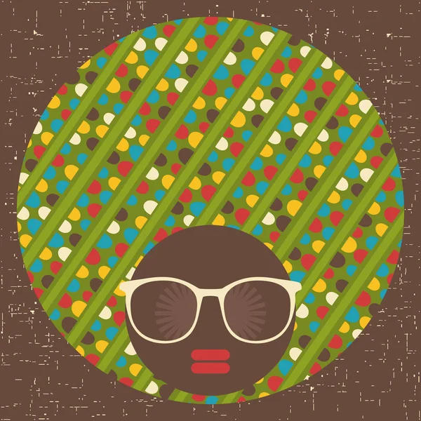 Fille en lunettes de soleil avec robe de cheveux créative . — Image vectorielle