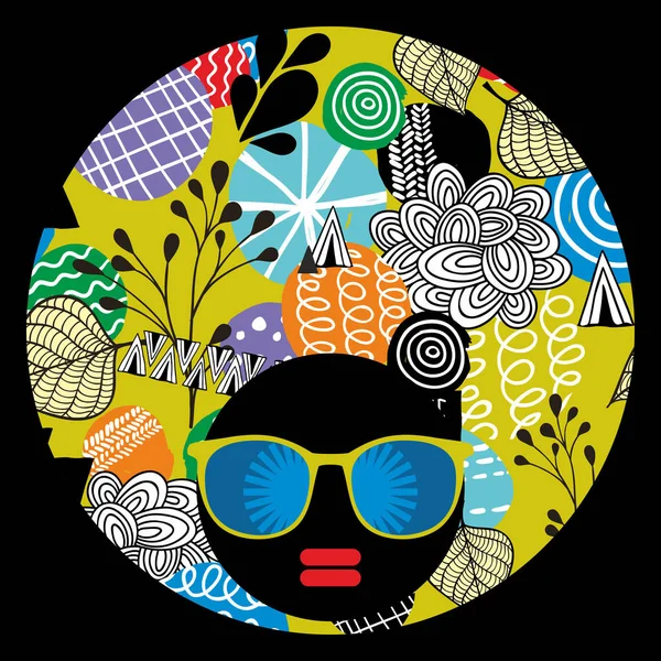Afro chica en gafas de sol — Vector de stock