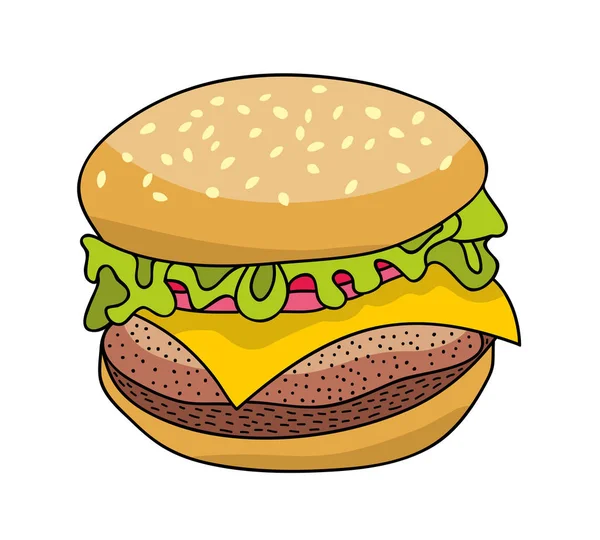 Tasty burger from fastfood. — Stock Vector