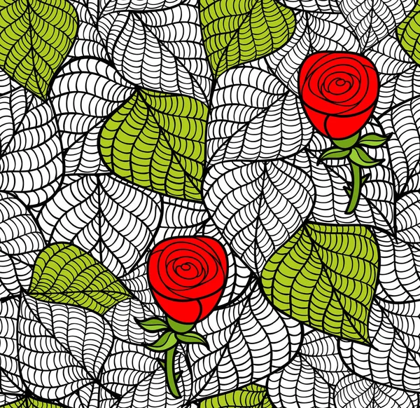 Ατελείωτες μοτίβο με φύλλα και λουλούδια. — Διανυσματικό Αρχείο