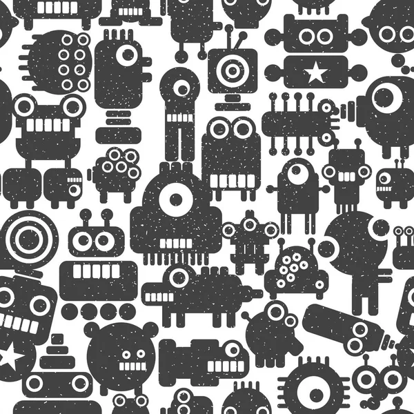 Seamless pattern with robots. — Stock Vector