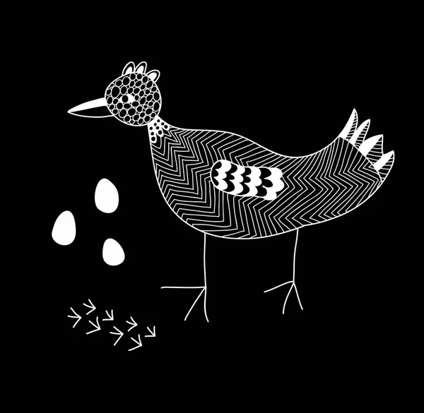 Monochrome illustration of the cute bird. — Stock Vector