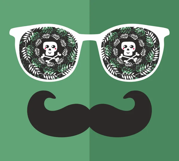 Hombre en gafas de sol y con bigote — Vector de stock