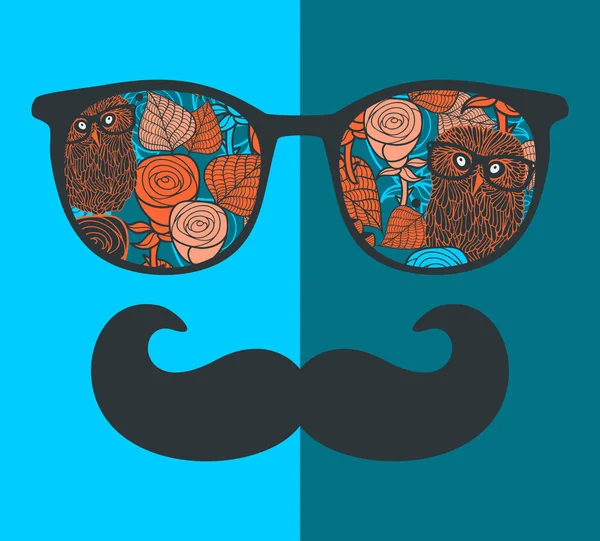 Hombre en gafas de sol y con bigote — Archivo Imágenes Vectoriales