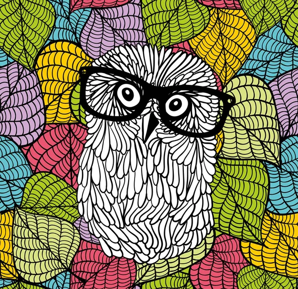 Smart owl in glasses — Stock Vector