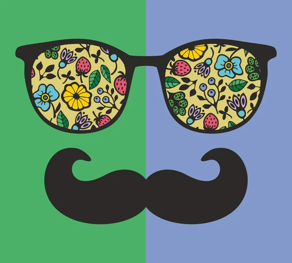 Hombre en gafas de sol y con bigote — Archivo Imágenes Vectoriales