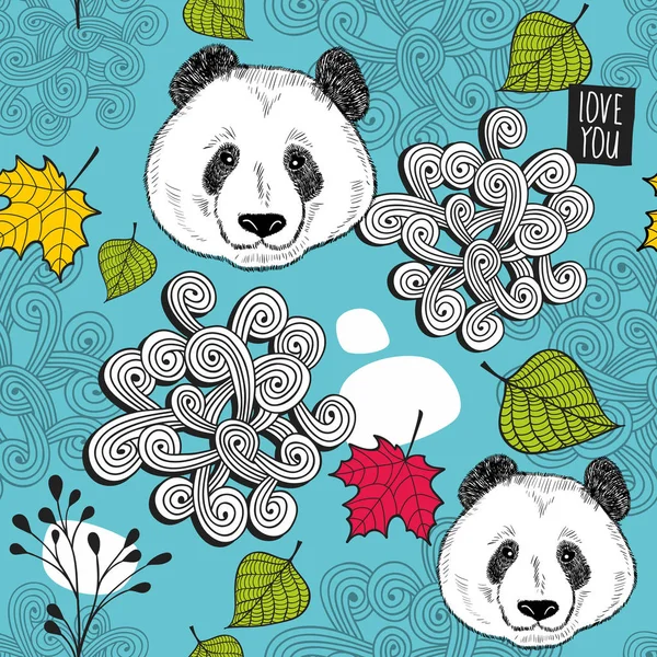 Varrat nélküli mintát pandák — Stock Vector
