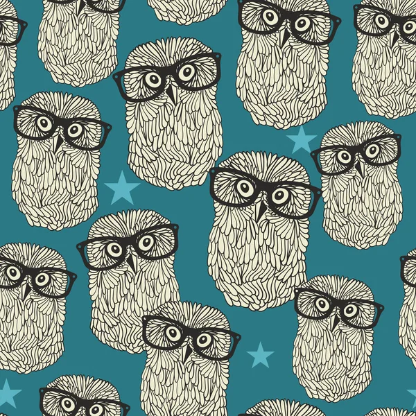 Owl seamless pattern — Stock Vector