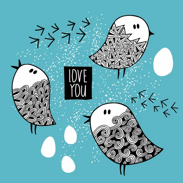 Şirin doodle kuşlar kümesi.