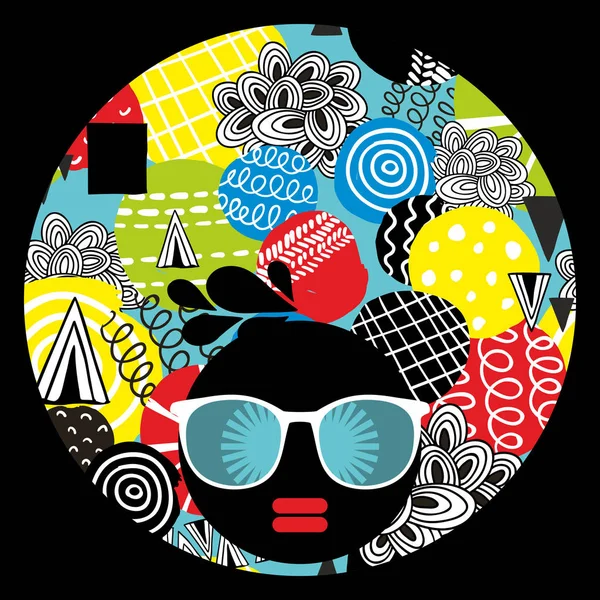 Afro chica en gafas de sol — Vector de stock