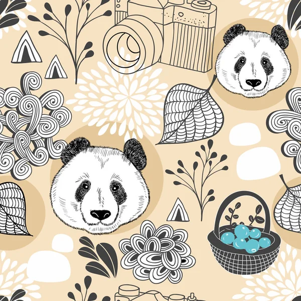 Безшовний візерунок з пандами — стоковий вектор