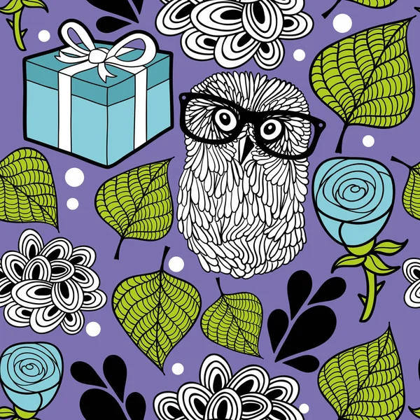 Background with smart owl — Stock Vector