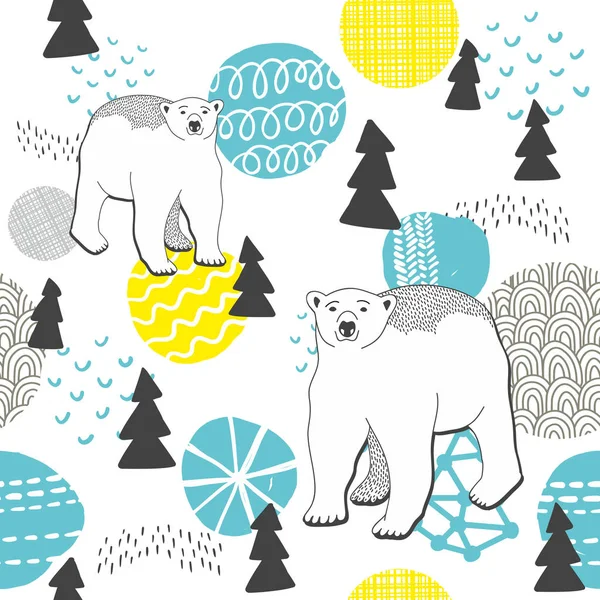 Modèle sans fin avec des ours blancs — Image vectorielle