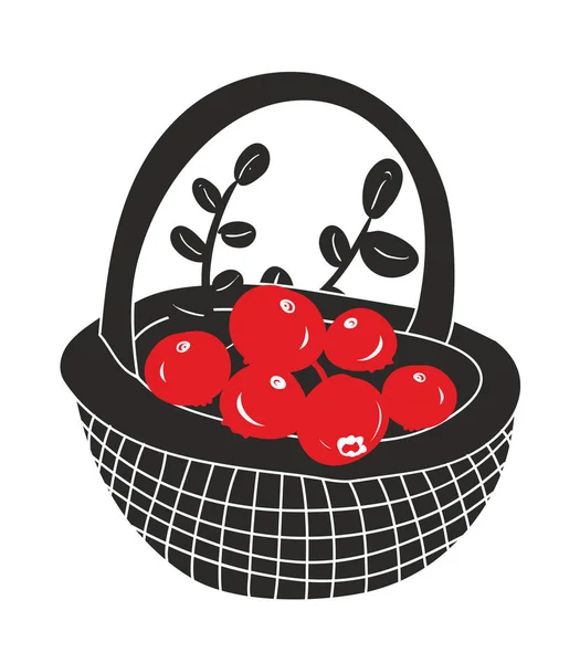 赤い果実とバスケット — ストックベクタ