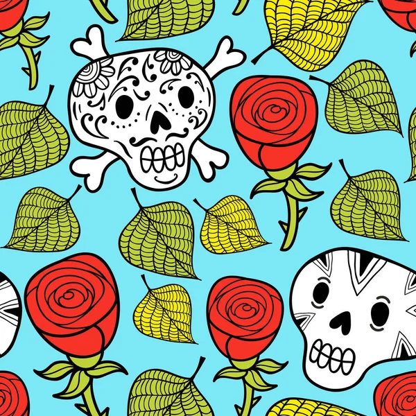 Seamless pattern with skulls — Stock Vector