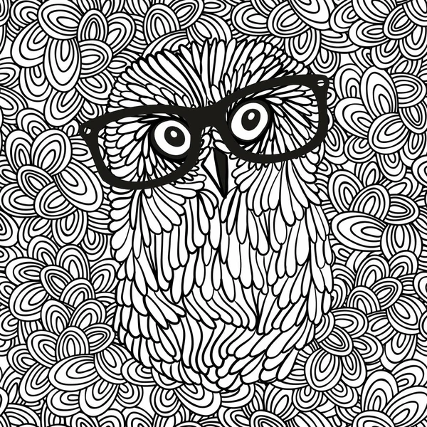 Black and white hipster owl — Stock Vector