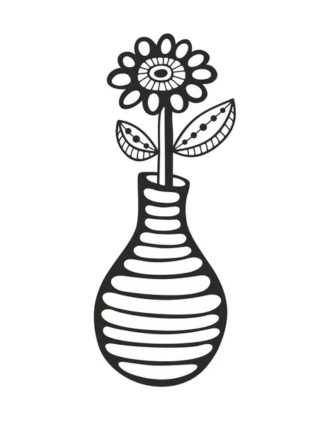 Nero e fiore e vaso . — Vettoriale Stock