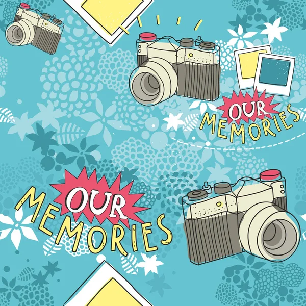 Seamless pattern with vintage camera. — Stock Vector