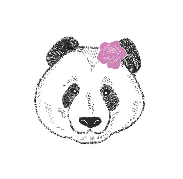 可爱和浪漫熊猫女孩 — 图库矢量图片
