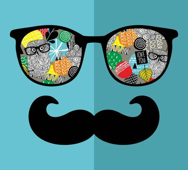 Abstract face of man in glasses. — Stock Vector