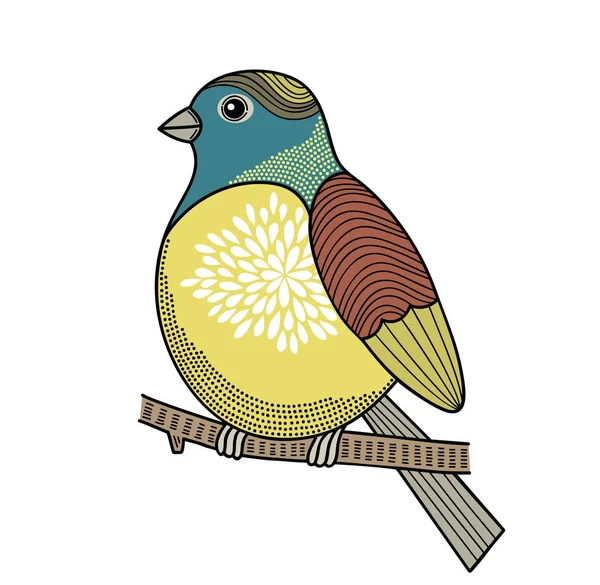 Oiseau coloré sur la branche . — Image vectorielle