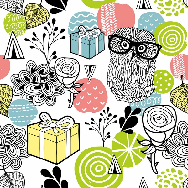 Şirin baykuş ve hediyeler arka plan.