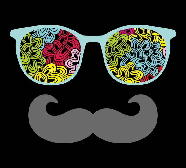 Людина в сонцезахисних окулярах і з вусами — стоковий вектор