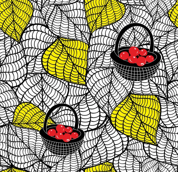 Motif avec feuilles d'automne et baies — Image vectorielle