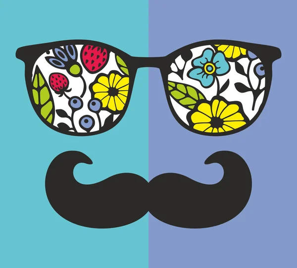 Hombre en gafas de sol y con bigote — Archivo Imágenes Vectoriales