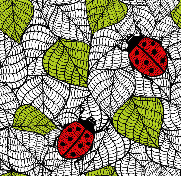seamless pattern with ladybugs 