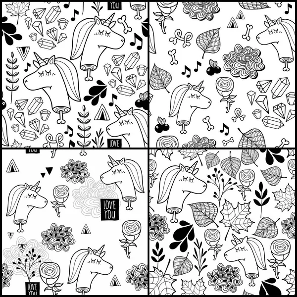 Conjunto de patrones en blanco y negro — Archivo Imágenes Vectoriales