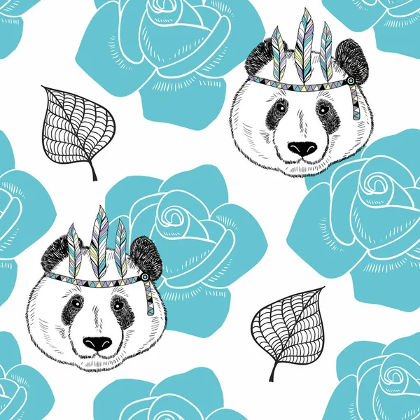 Modèle sans couture avec des pandas mignons — Image vectorielle