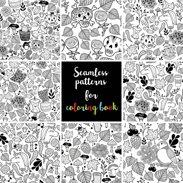 Black and white seamless patterns — Stock Vector