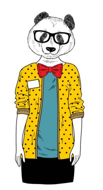 Sevimli kadın panda. Genç hayvan vektör çizim.