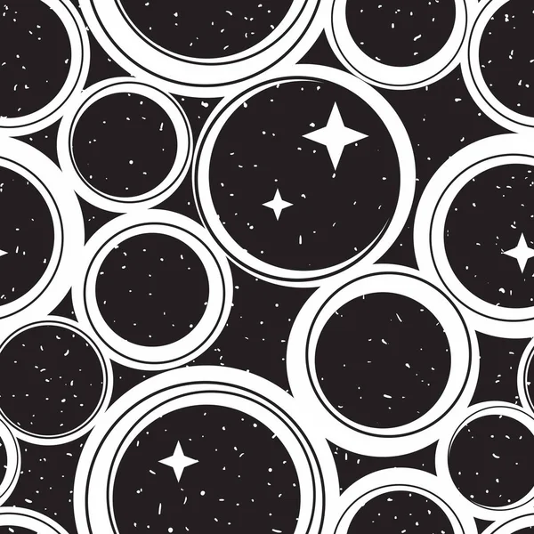 Endless Background Dark Sky Stars Shapes Black Wallpaper Monochrome Vector — Stock Vector