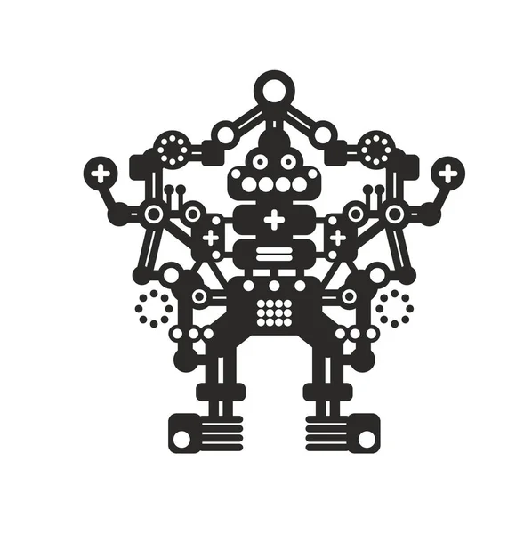 Creative Robot Print Shirt Stickers Wall Art Vector Black Illustration — Stock Vector