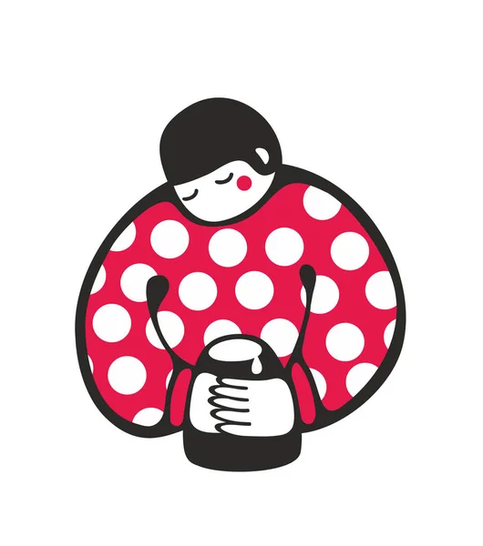 Jeune Femme Avec Tasse Lait Illustration Vectorielle — Image vectorielle