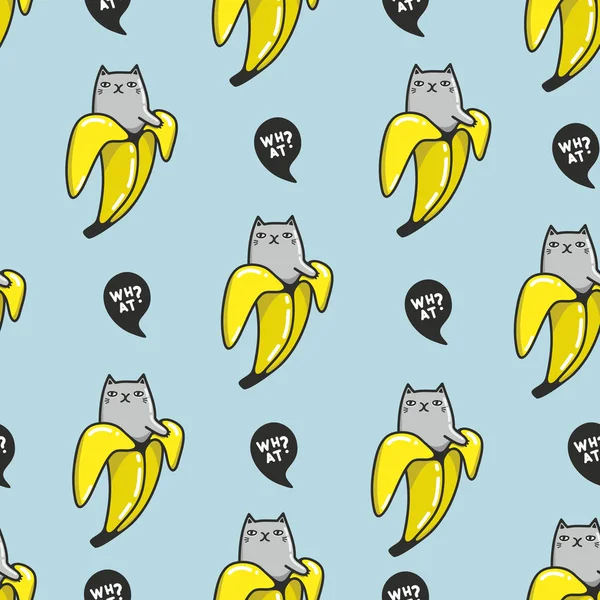 Motif créatif bananes sans fin avec des chats drôles à l'intérieur . — Image vectorielle
