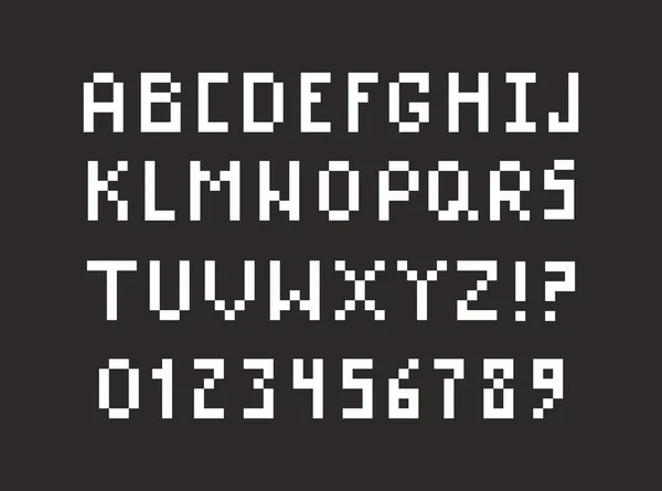 Alfabeto de píxeles en estilo retro de 8 bits. Arte vectorial . — Vector de stock