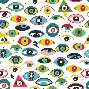 Sonsuz arka plan ve canavar gözler. Vektör sanatı.