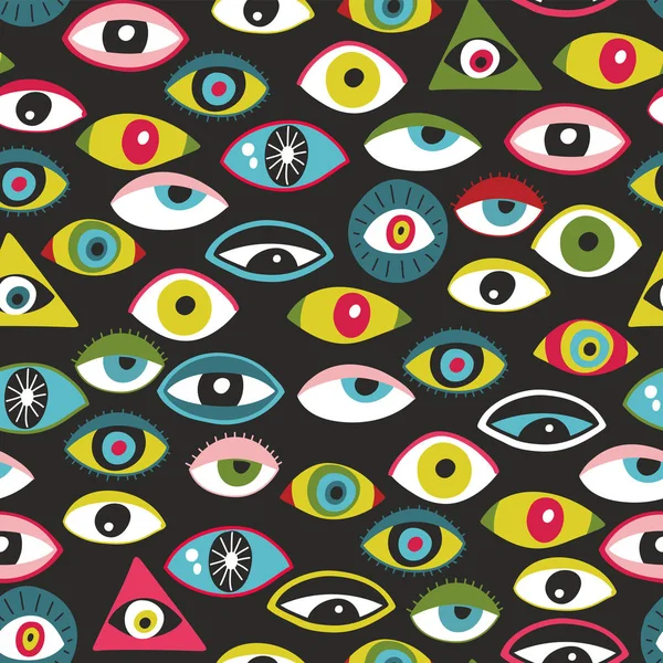 Los ojos coloridos de la gente patten sin fisuras. Arte vectorial . — Archivo Imágenes Vectoriales