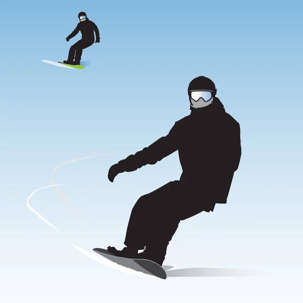 Сноубордисти на спуску — стоковий вектор