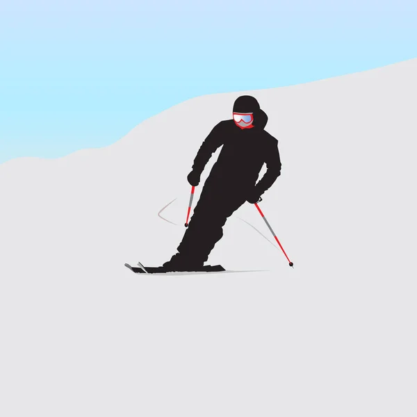 Le skieur de montagne en descente — Image vectorielle